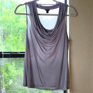 Ann Taylor Silver metallic drape neck shell top